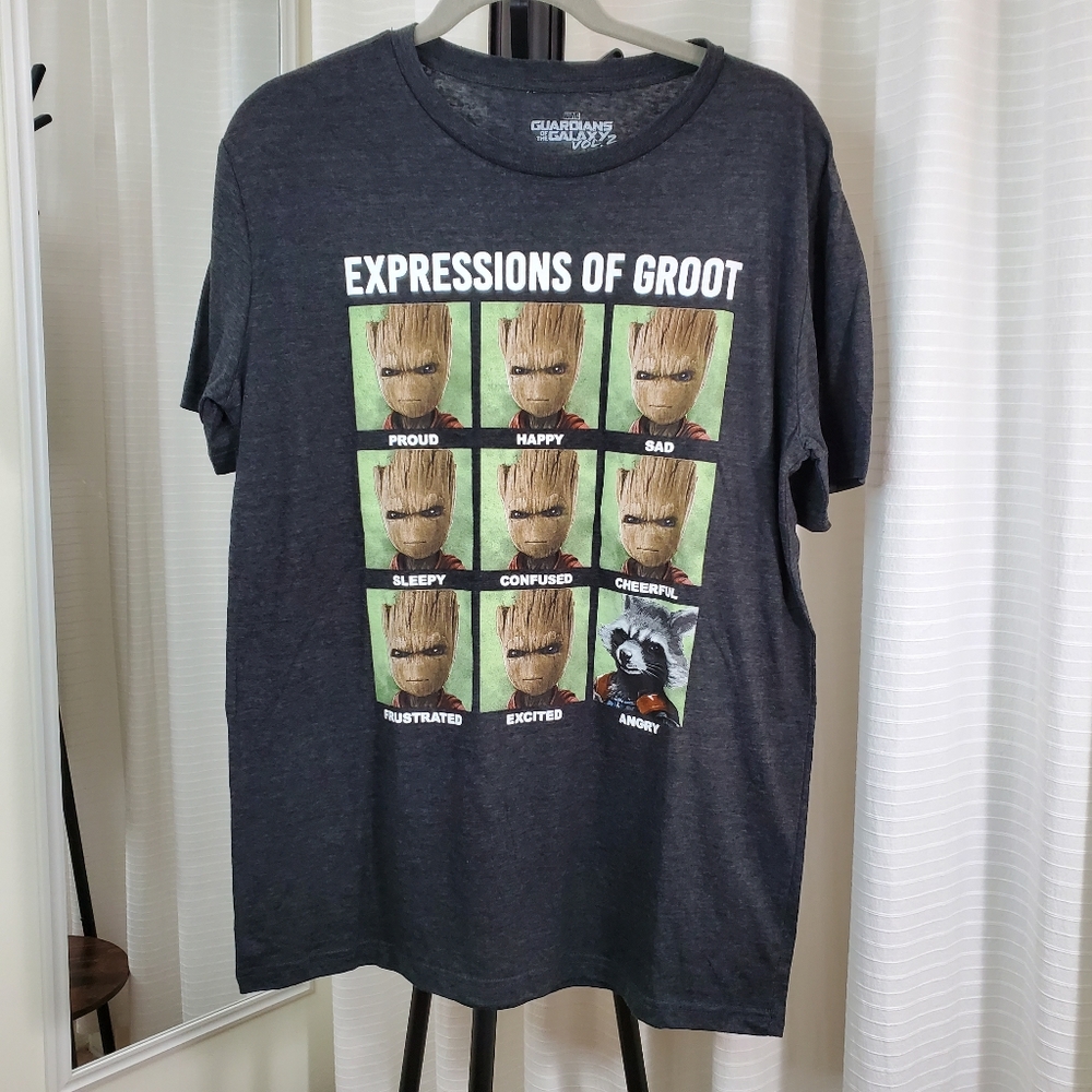 Marvel Groot T shirt Super Soft Charcoal Grey Size Large NWT